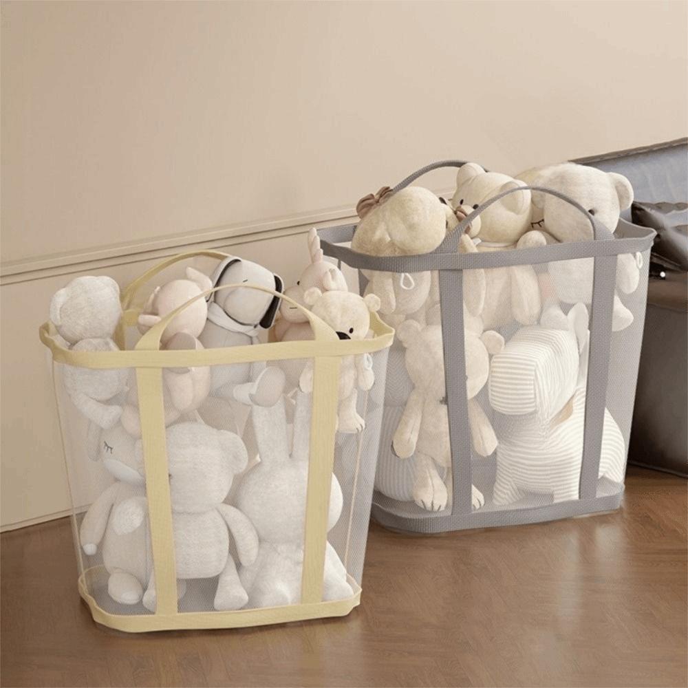 Wall Mounted Nylon Mesh Laundry Basket Large Capacity Breathable Dirty Clothes Basket with Handle Space Saving