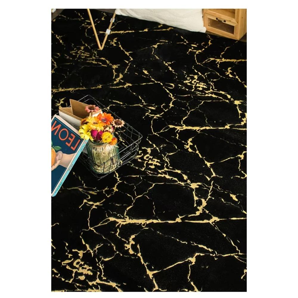 Imitation Rabbit Velvet Bronzing Living Room Carpet Bedroom Bedside Carpets Home Decor Plush Rug Anti-skid Water Absorption Mat