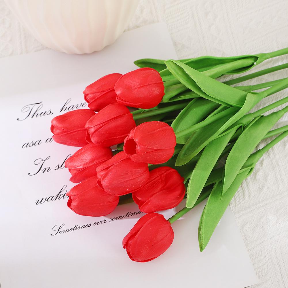 10PCS Artificial Tulips Flower Realistic Touch Tulip Flowers Fake Tulips Flowers for Home Table Vase Decor Wedding DIY Bouquet