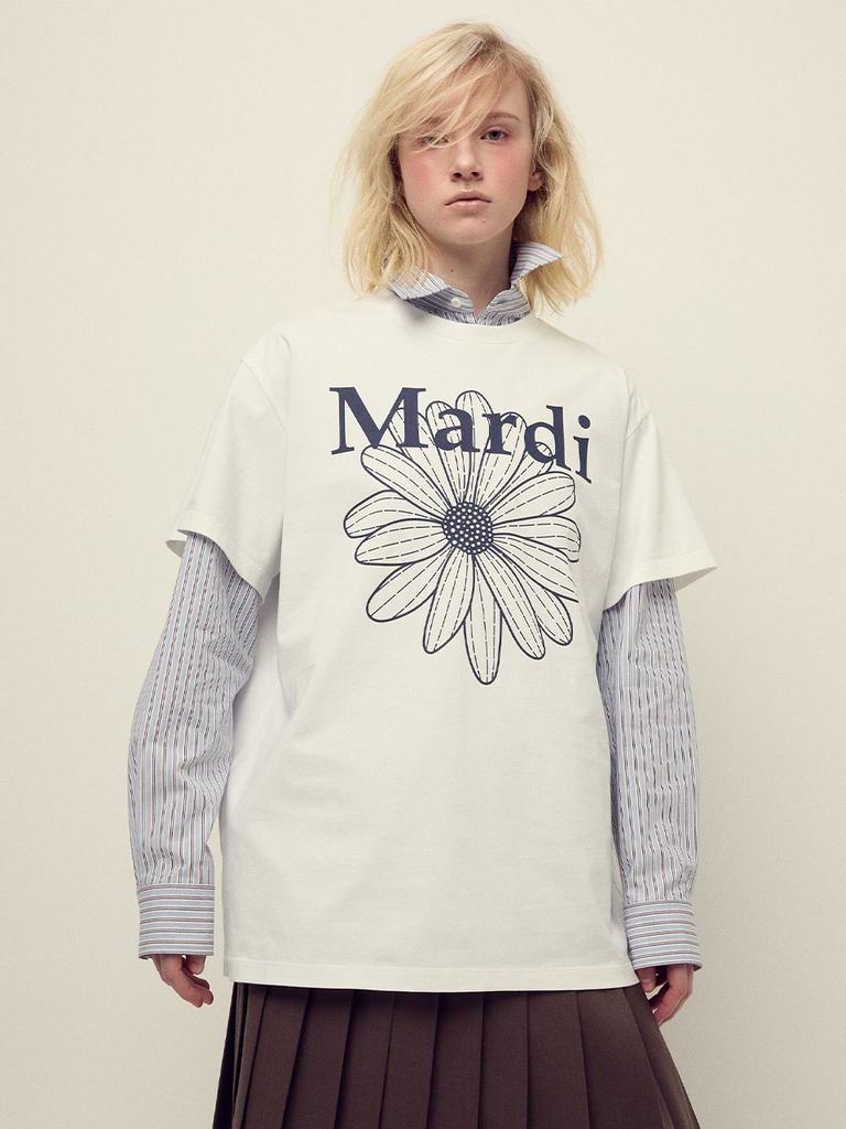 [mardimercredi] Unisex T-Shirt Flowermardi_Elfenbein Marine