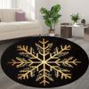 1Pcs Christmas Snowflake Pattern Round Area Rug Indoor Non-Slip Washable Fiber Carpet Soft Comfortable Mat For Bedroom Living Room