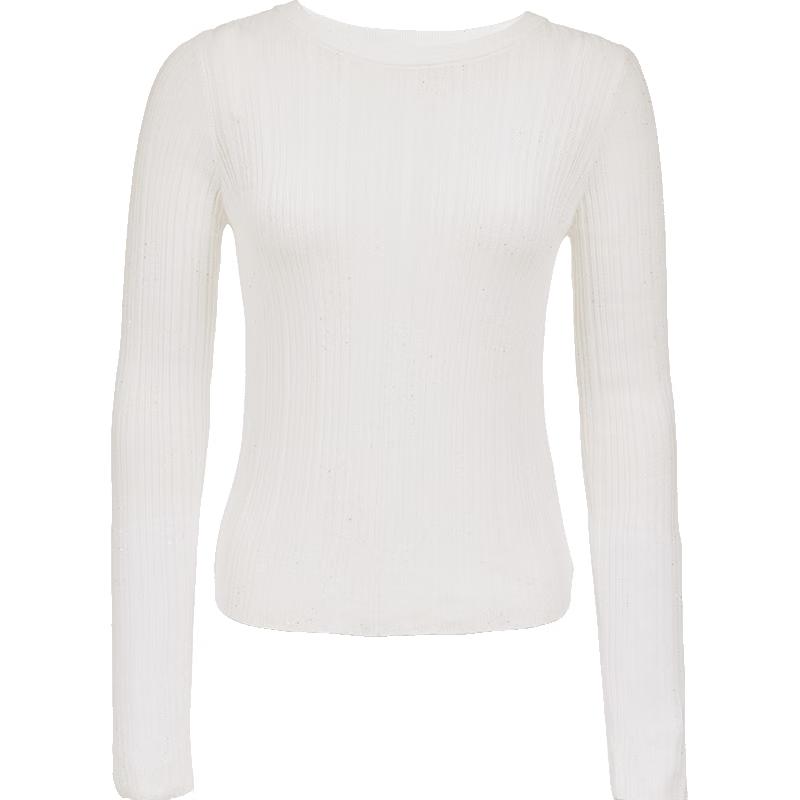 

ТОЛЬКО Женский трикотажный топ с пайетками, круглым вырезом, облегающего кроя и длинными рукавами XL