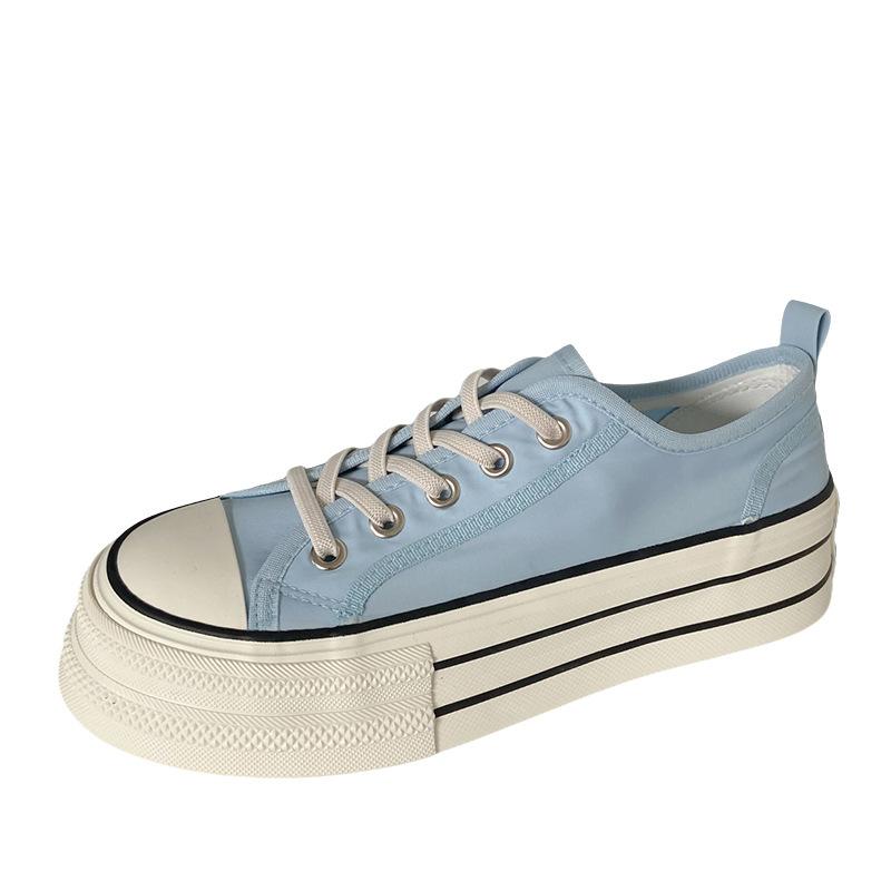 

H1315 эластичная лента на платформе парусиновые туфли женские круглые маленькие белые туфли женские туфли 2024 новые универсальные нишевые туфли для доски 35 светло-синий