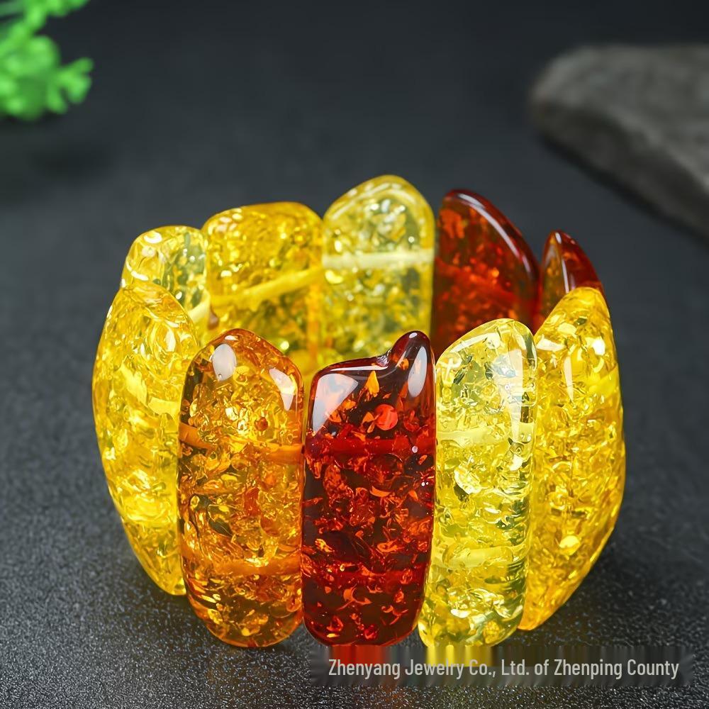 

Natural Amber & Multi-Gemstone Irregular Shape Bracelet: Unisex Multi-Color Design for Couples різнокольоровий