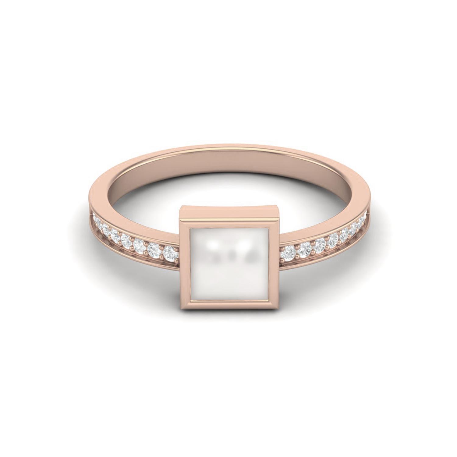 925 Sterling Silver Rose Vermeil 5MM Square  Pearl Engagement Women Ring 11 ярко-розовый