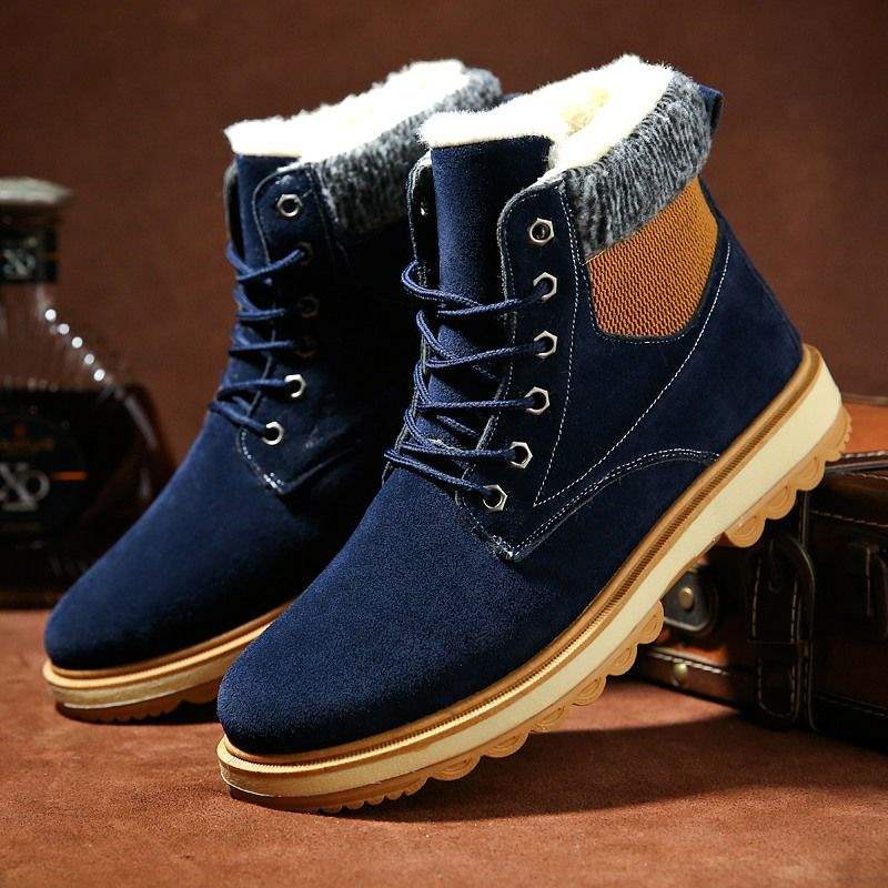 Men's Snow Boots Winter Warm Youth Martin Boots Versatile Non-slip High-top Thickened Velvet Cotton Shoes Short Boots Shoes