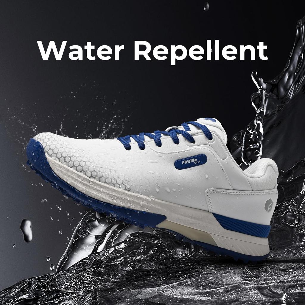 Wide Golf Shoes 2E 4E Golf Sneakers Spikes Waterproof Lightweight Golf Practice Shoes [FitVille] Men's Anti-Slip