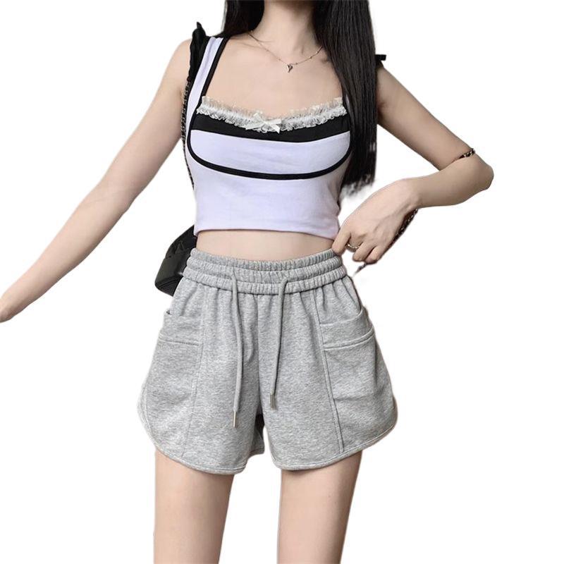 Pink Women's Casual High-Waisted Korean Style Summer Shorts