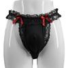 Sissy Lingerie Lace Trim Briefs Men'S Bugle Pouch Panties Crossdressers Sexy Bikini Underpants For Girly Femboy Male Sleepwear