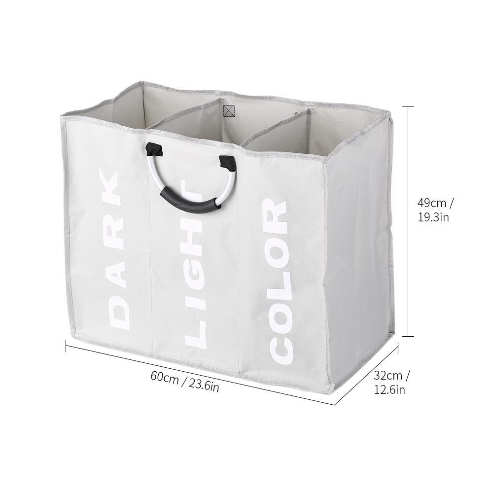 3-delad stor hopfällbar Oxford tvättkorgspåse Förvaringspåse för smutsiga kläder med aluminium