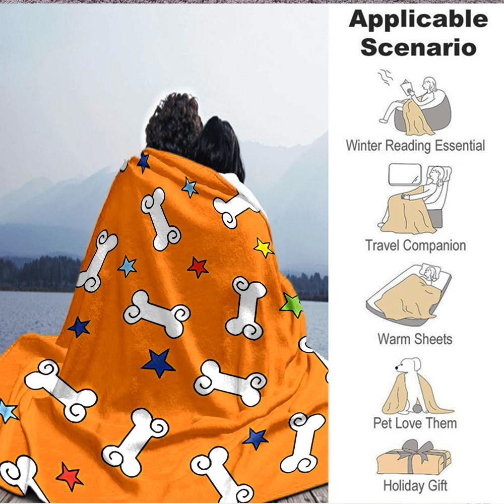 1pc Dog Bone Stars Blanket, Lightweight Flannel Throw Blanket for Sofa, Bed, Travel, Camping, Living Room, Office, Couch, Chair, and Bed