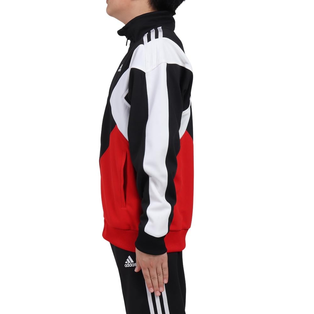 Adidas KPX86 Track Top In Kids' Must-Have Loose-Fit Color-Block Double-Knit Black/Better Scarlet/White (JP4893)
