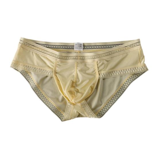 Men Briefs Solid Color Low-rise Ice Silk Briefs U-Convex Large Space Not Tight Underwear Ultra-thin Panties