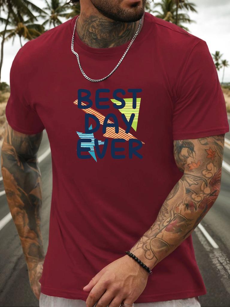 Short Sleeve TShirt BEST DAY EVER Mens 100 Cotton Pattern Printed Shirt Summer Round Neck Breathable Casual Fashion Cool Tee