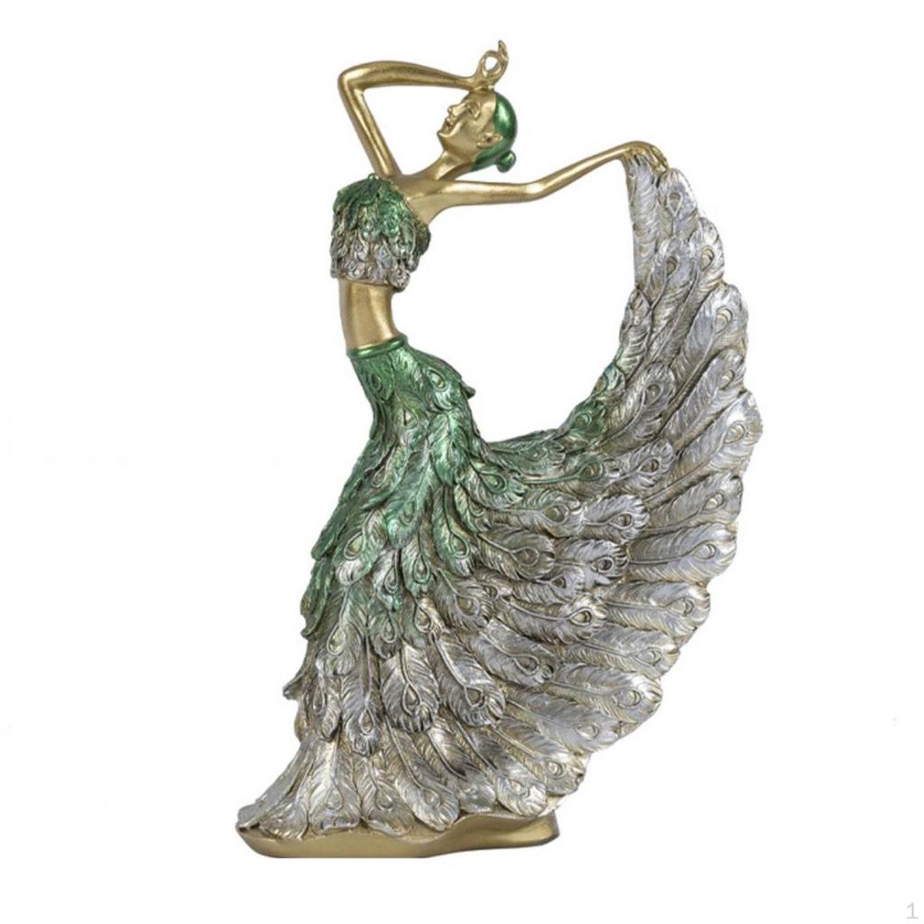 Elegant Peacock Dance Figurine Decorative Dancing Woman Sculpture Artistic