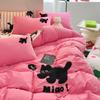 Ins Pink Stripe Bedding Set Towel Embroidery Duvet Cover Set Queen Twin Full Size Bed Flat Sheet Quilt Cover Pillowcases Kawaii