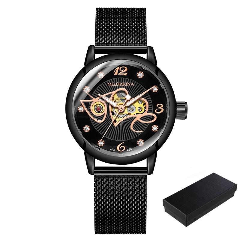 New Fashion Luxury Brand Skeleton Women Mechanical Watch Female Clock Automatic Mechanical Watches For Women Silver Montre Femme