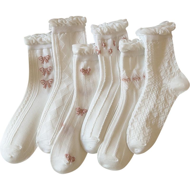 Female Spring and Autumn New Bubble Mouth Three Dimensional Jacquard Tube Socks