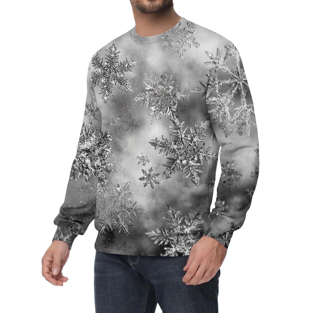 Men's Casual Fashion Printed Round Neck Pullover Sweatshirt