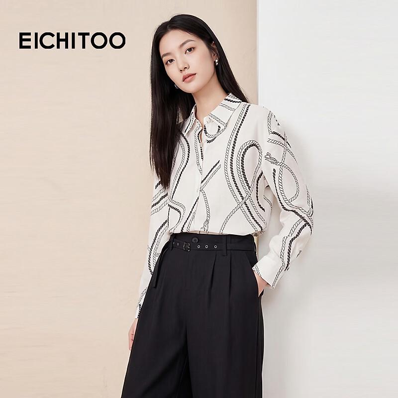 EICHITOO Women s Tencel Linen Printed Long Sleeve Shirt S