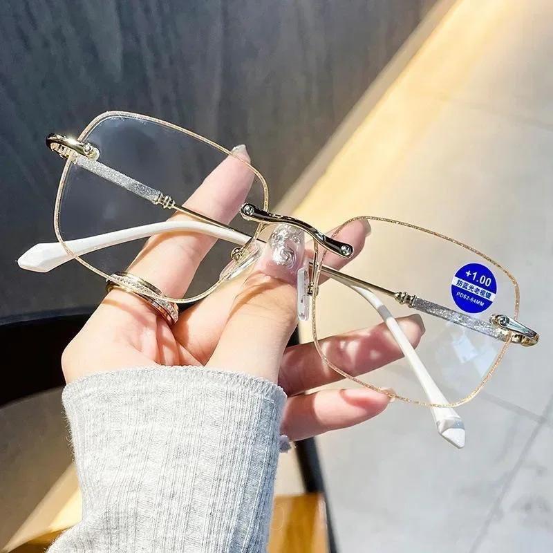 Fashion Glitter Square Metal Frame Reading Glasses Anti-Blue Light Hd Presbyopic Glasses Men Women Glasses Eyewear +1.0 To +4.0