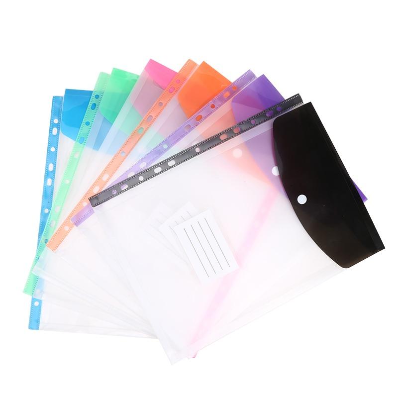 6/12Pcs A4 PP File Bag With Button Snaps & File Folder Expansion Bag For School Office Expandable Buttons And Label Pockets NEW