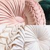 Rundes Bodenkissen aus Polyesterfaser, Kissen, Pouf, Überwurf, Heim-Sofa-Dekoration, luxuriöses europäisches rundes einfarbiges plissiertes Bodenkissen