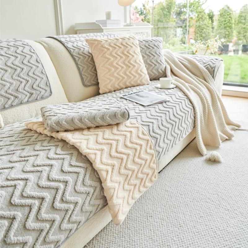 Capa de sofá quente de inverno Funda Tapetes para sala de estar Casa Almofada de sofá jacquard ondulada antiderrapante Capas de sofá