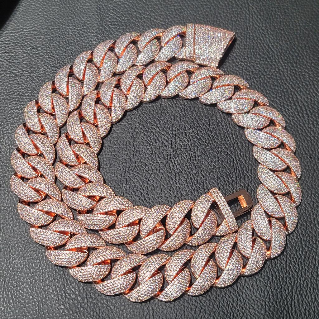 Módní Hip Hop Miami Kubánský Náhrdelník Řetízek Plný Diamantů 9mm 12mm 15mm 20mm 24mm Řetízky s Přívěskem Dlouhé Zapínání Spona Šperky Dárek