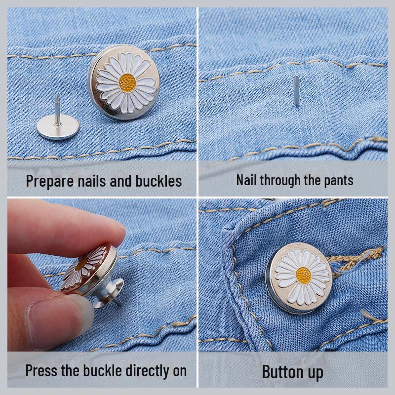 Adjustable 17MM Metal Waist Slimming I-Shaped Jeans Button - Detachable and Nail-Free