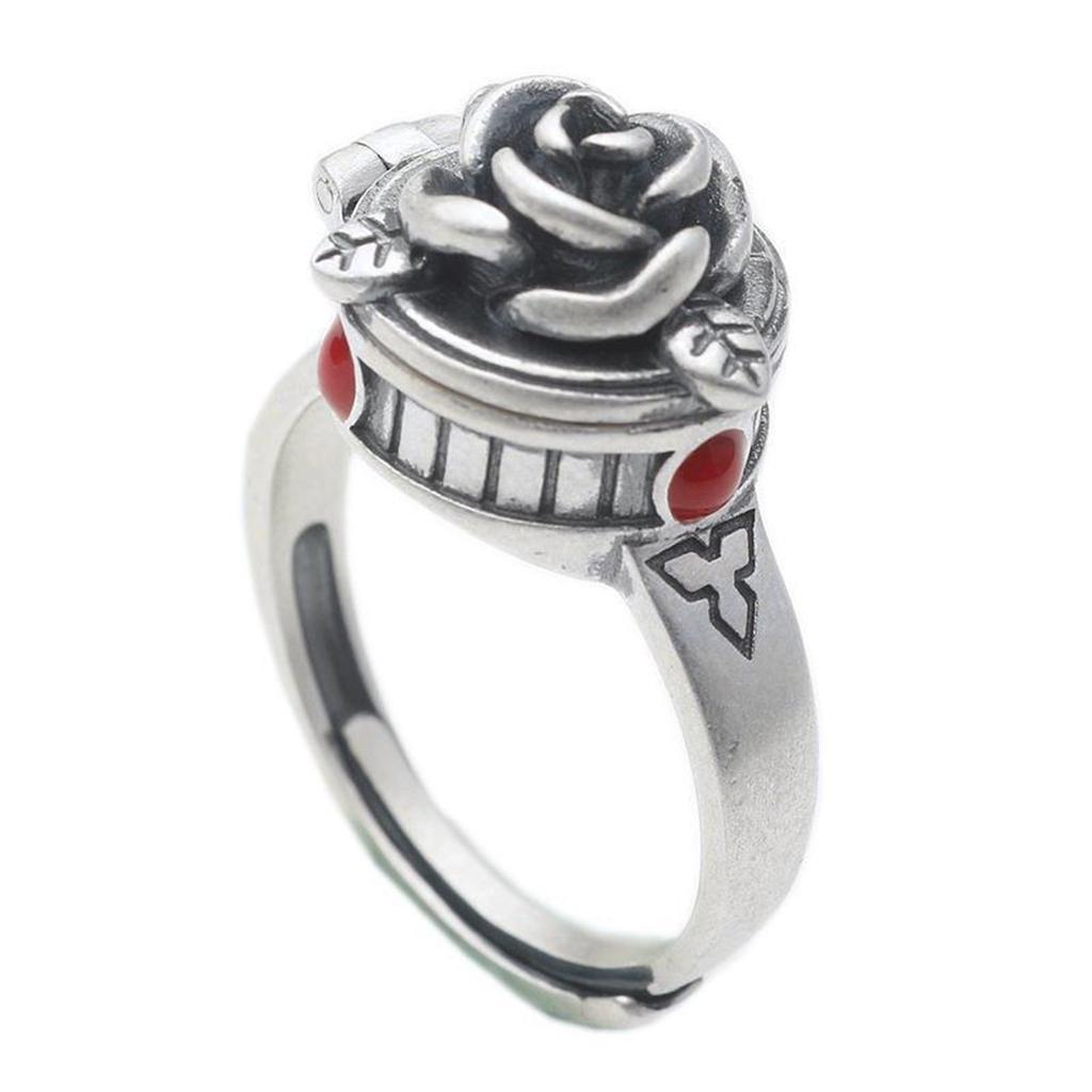 Exquisite Fashion Classic Ladies Vintage Antique Open Rose Box Open Ring Elegant Charm Finger Ornament Christmas Gift