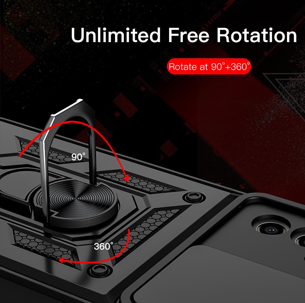 KEYSION Shockproof Case for Samsung A16 5G Silicone+PC Slide Camera Lens Protection Ring Stand Phone Cover for Galaxy A16 4G 5G