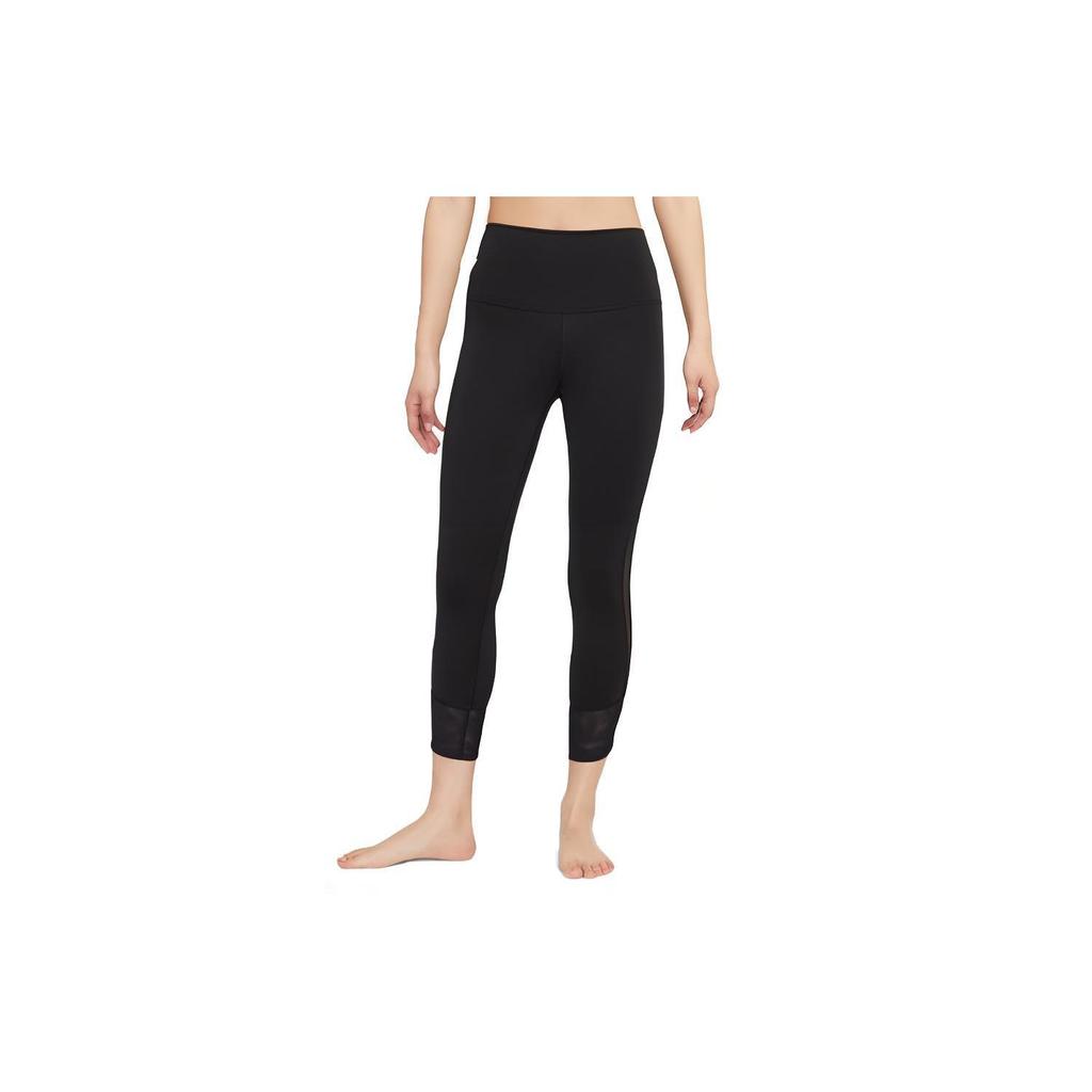 Nike Yoga Mesh-Einsatz Einfarbig Gekürzte Leggings Damen Leggings Schwarz DD5561-010