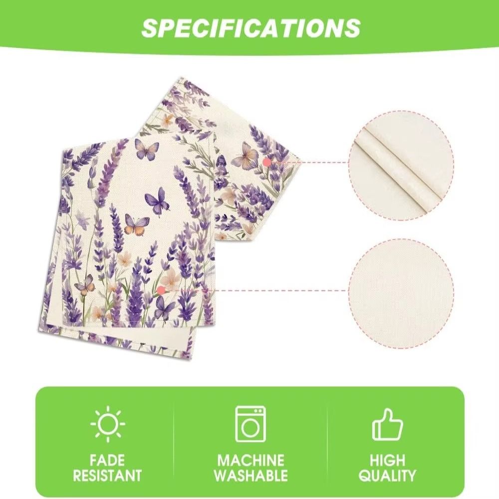 Fialový levandulový lněný běhoun na stůl Květinový tištěný ubrus Kryt na stůl Den svatého Valentýna