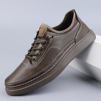Outdoor Genuine Leather Sneakers for Men Spring Fashion Casual Lace Up Shoes Leisure Walk Mens Running Sport Footwear Trainers