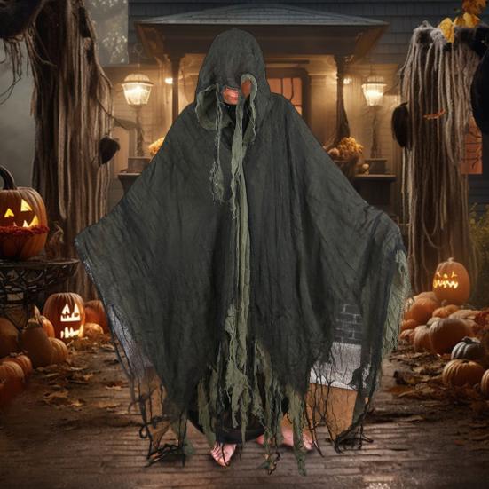 Halloween Hooded Cloak Medieval Renaissance Gothic Wizard Cape with Hood Scary Grim Reaper Cosplay Costume for Men Women
