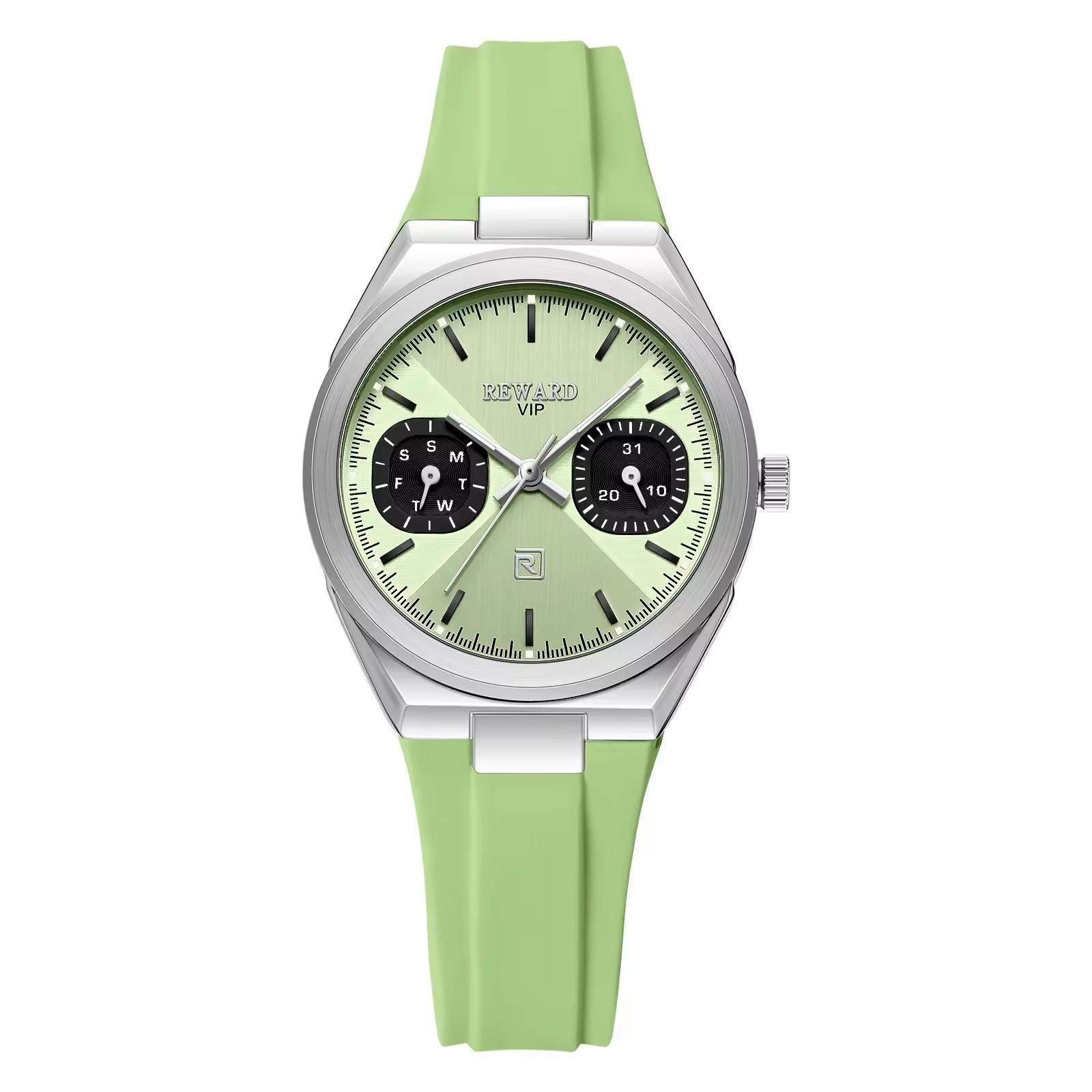 

Fashion Men Women Quartz Wristwatch Week Date Function Durable Silicone Strap Waterproof Luminous Couple Watch Women s Style світло-зелений колір