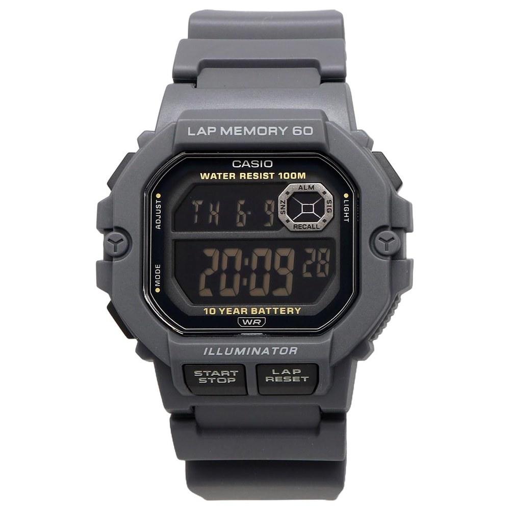 Casio Sports Gear Digital Watch WS-1400H-8BV Gray Black Inverted LCD 60-Lap Memory Men