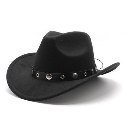 Rolled-Brimmed Black Western Cowboy Top Hat Retro Men'S And Women'S Jazz Hat