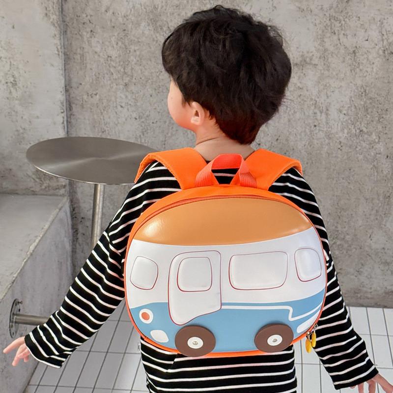Kids Whimsical Shell Backpack In Bright Colors With Car Motif Ideal For School And Fun Everyday
