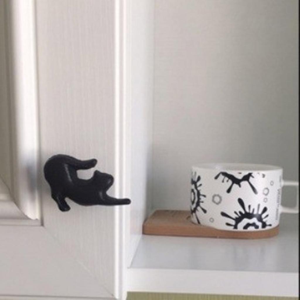 4Pcs Drawer Pulls Cat Shape Dressers Knob Cupboard Handle Unique Furniture Handle Simple Bedside Cabinet Pulls