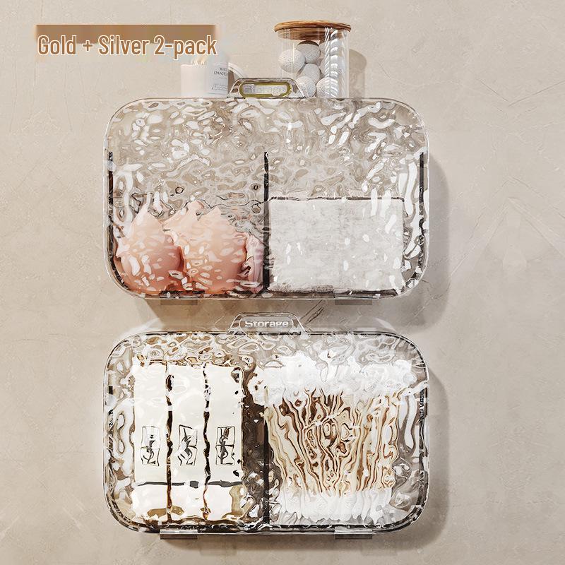 Wall-Mounted Transparent Storage Box for Cotton Pads, Lipstick, Rubber Bands, and Swabs