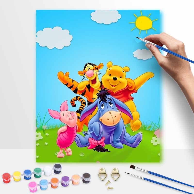 Disney Winnie The Pooh Painting Kit Home Wall Decor Handmade Gift Art Canvas DIY Cartoon Fun Wall Decor Crafting Hobby Art Gift 130