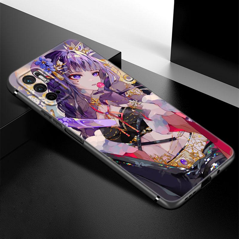 Genshin Impact Raiden Shogun Baal Case For Xiaomi Redmi Note 7 8 9 10 Lite 11 11E 11T 12 Pro 11S 4G 10T 5G 8T 9S 10S Black Cover