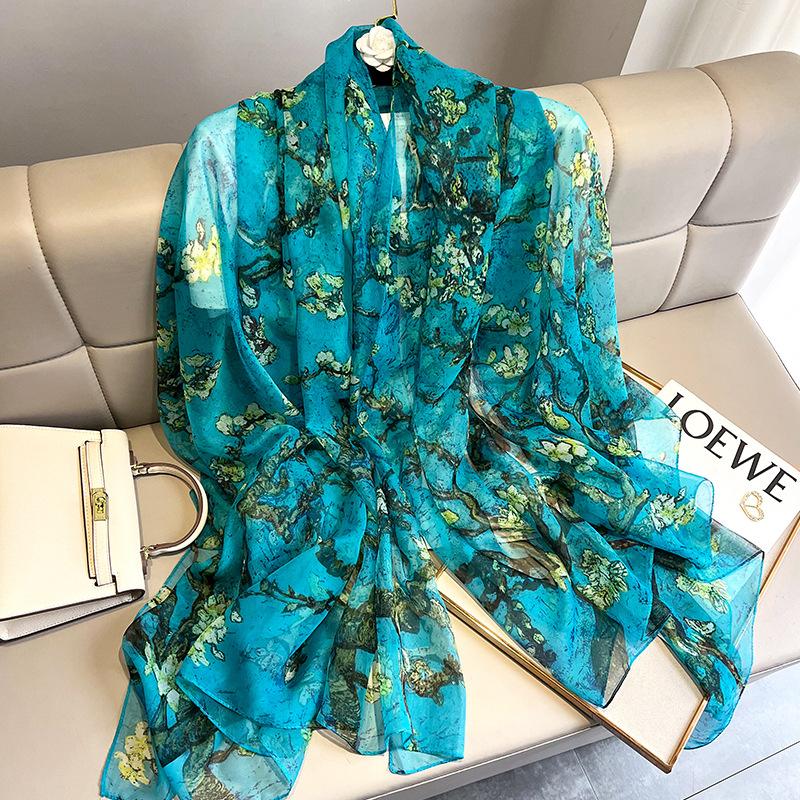 Fashion Luxury  Oversized Ombre Petal Floral Silk Shawl Scarf Lady High Quality Turban Head Hijab Femme Wrap Foulards Snood