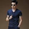 Men's Black V-Neck Slim Cotton T-Shirt - Short-Sleeved Summer Trend