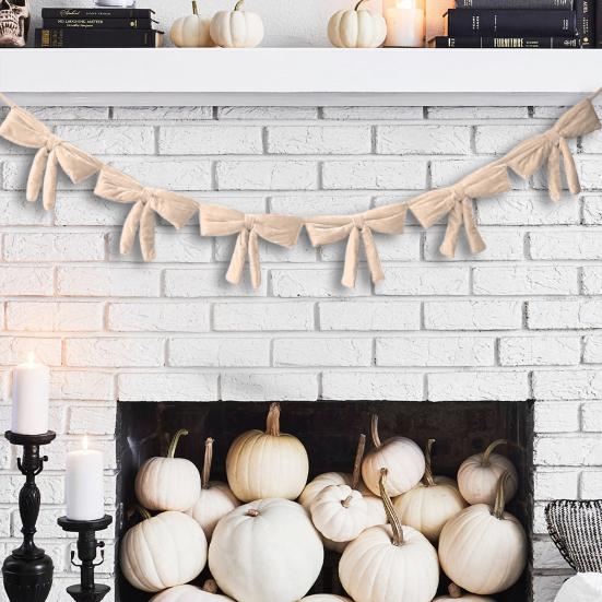 Yousheng 6Pcs Red Velvet Bow Tie Wreath Bowknot Garland Christmas Decor Home Entryway Indoor Holiday Decoration with Ropes