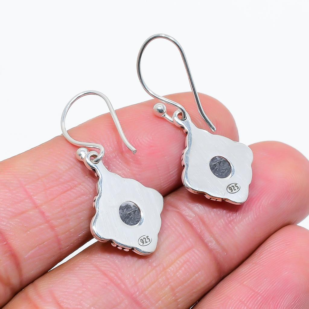 White Buffalo Turquoise - Nevada 925 Sterling Silver Earring V3375, Black & White Earring, Round Earring, Valentin's Day Gift, Gift For Her, Birthday