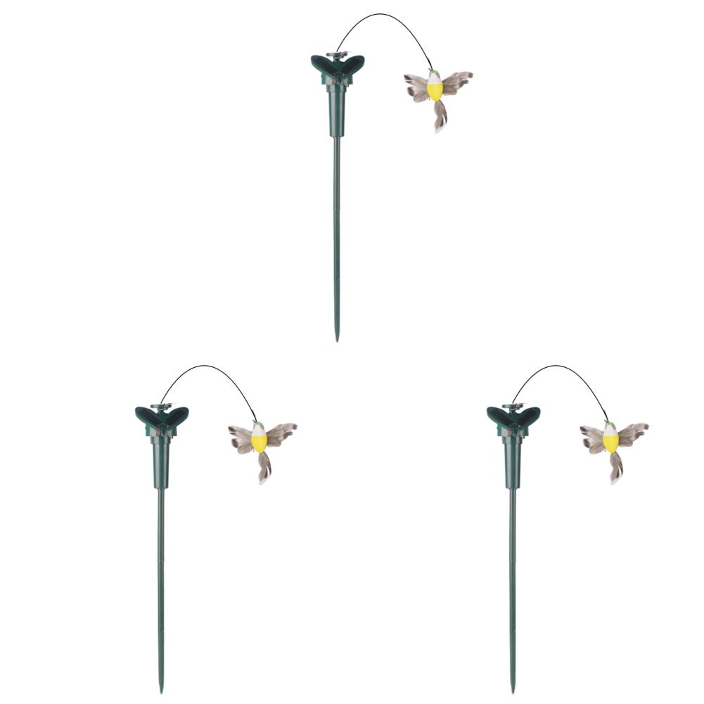 5-1PC Solar Powered Flying Wobble Solar Garden Dancing Ornament Cute Animal Butterfly Bird Garden Stake Outside Ornament Decor