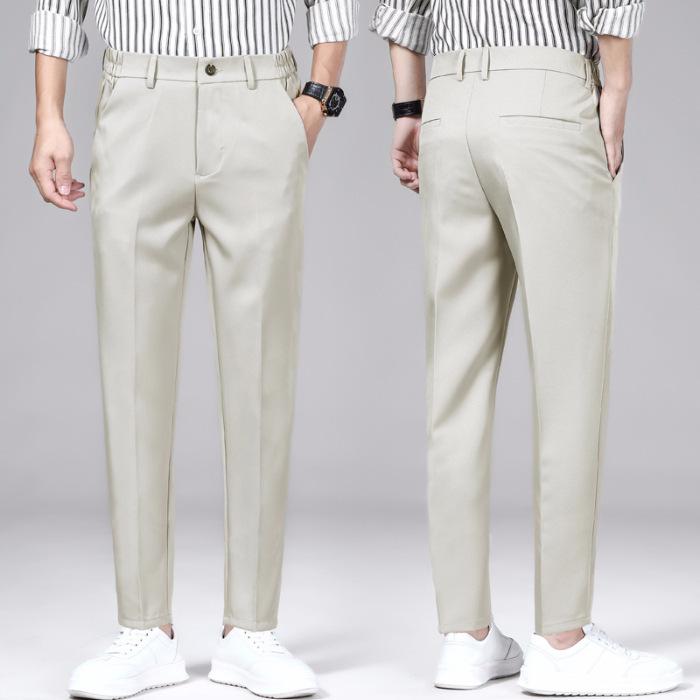 

Эластичные мягкие брюки для мужчин, летние тонкие эластичные брюки в деловом стиле, тонкие повседневные деловые брюки, мужская брендовая одежда 38 хаки